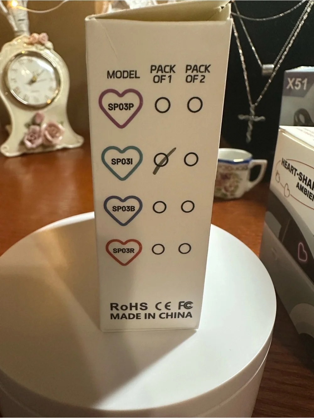 SEAMETAL Heart-Shaped Ambient Light - Pink Blue & Ice Blue Set of Six NEW IN BOX
